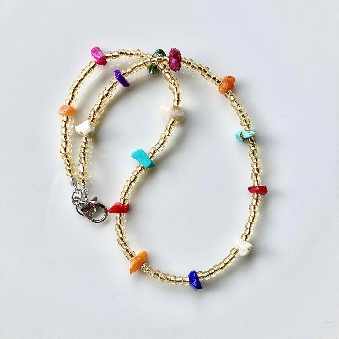 beads necklace＊colorful shell ハンドメイドのアクセサリー(ネックレス)の商品写真