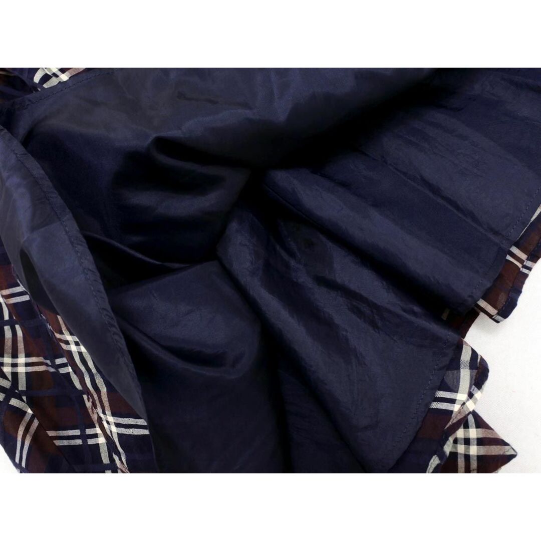 LAISSE PASSE(レッセパッセ)のLAISSE PASSE レッセパッセ チェック フレア スカート size38/紺ｘ茶 ■■ レディース レディースのスカート(ミニスカート)の商品写真