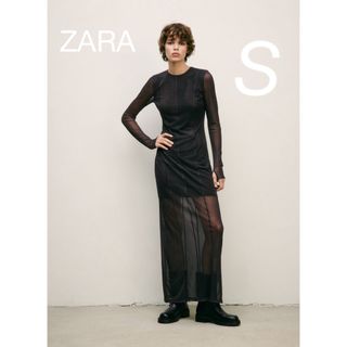 ザラ(ZARA)のZARA プリント柄ミディワンピース　S(ロングワンピース/マキシワンピース)