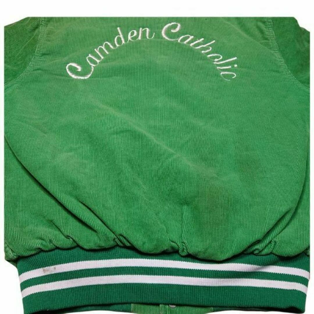 90s コーデュロイ スタジャン 古着 グリーン 刺繍 ワッペン 緑 メンズのジャケット/アウター(スタジャン)の商品写真