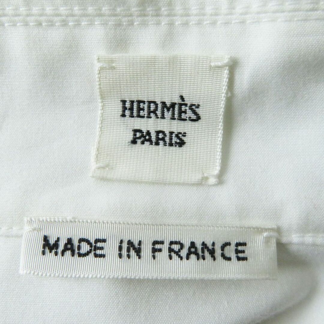 Hermes(エルメス)の極美品◎23SS フランス製 HERMES エルメス レディース カレーシュ ウエスト ドローストリング シャツ ホワイト 白 刺繍入り 38 レディースのトップス(シャツ/ブラウス(長袖/七分))の商品写真