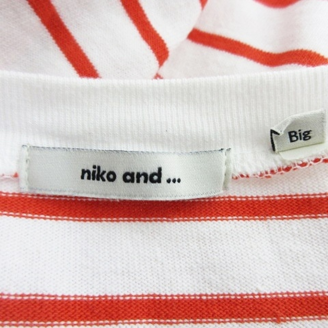 niko and...(ニコアンド)のニコアンド Tシャツ 長袖 半袖 2way ビッグシルエット Big 白 赤 レディースのトップス(カットソー(長袖/七分))の商品写真
