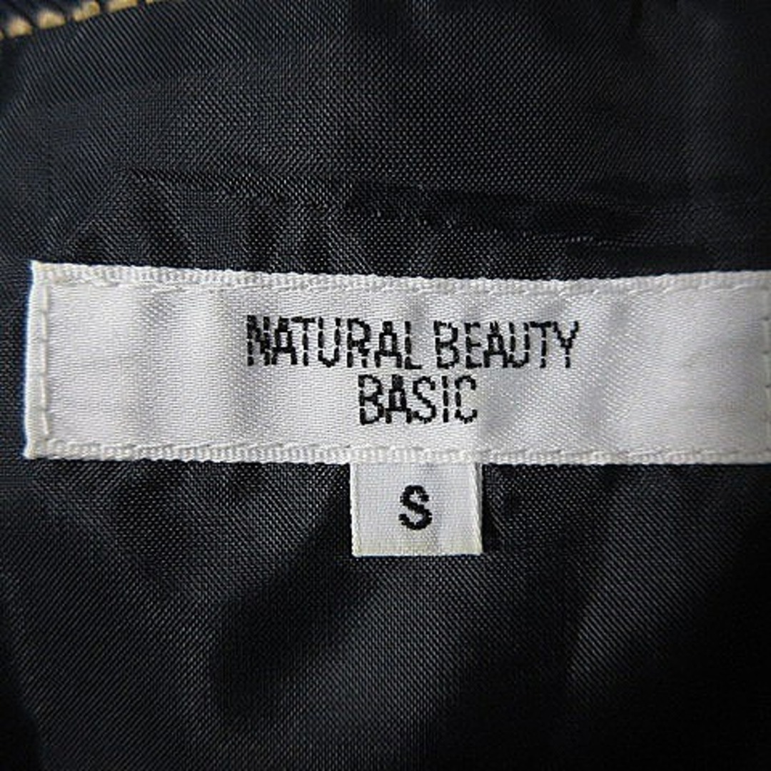 NATURAL BEAUTY BASIC(ナチュラルビューティーベーシック)のナチュラルビューティーベーシック ワンピース ひざ丈 七分袖 総柄 S 紺 茶 レディースのワンピース(ひざ丈ワンピース)の商品写真