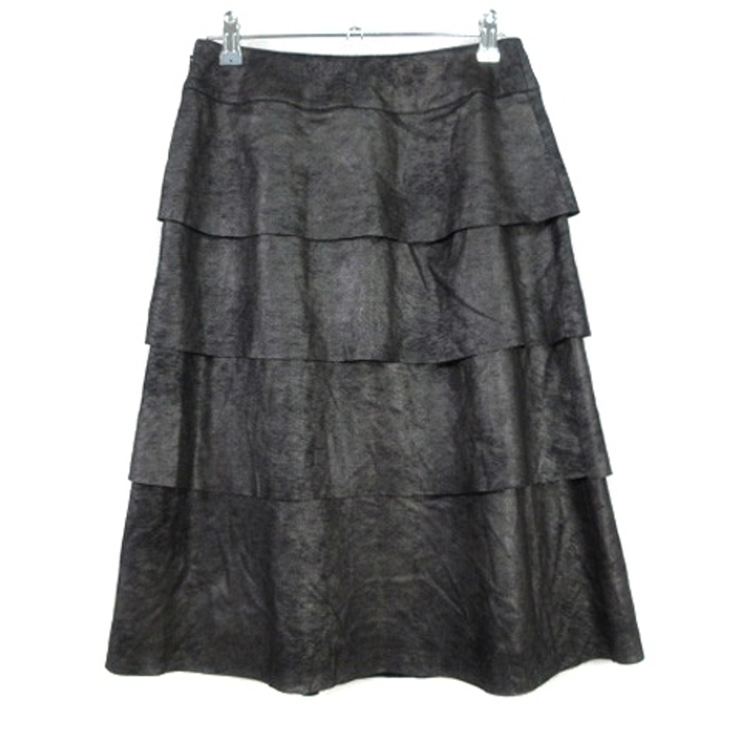 HIROKO BIS(ヒロコビス)のヒロコビス スカート フレア ティアード サイドファスナー 9 グレー ボトムス レディースのスカート(ひざ丈スカート)の商品写真