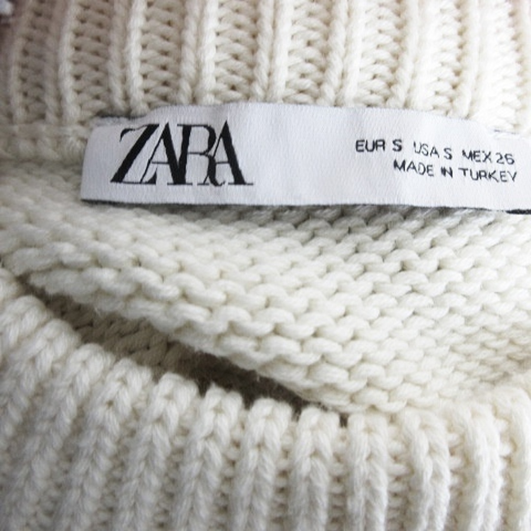 ZARA(ザラ)のザラ ニット セーター 長袖 クルーネック 厚手 コットン ボーダー S 白 青 メンズのトップス(ニット/セーター)の商品写真