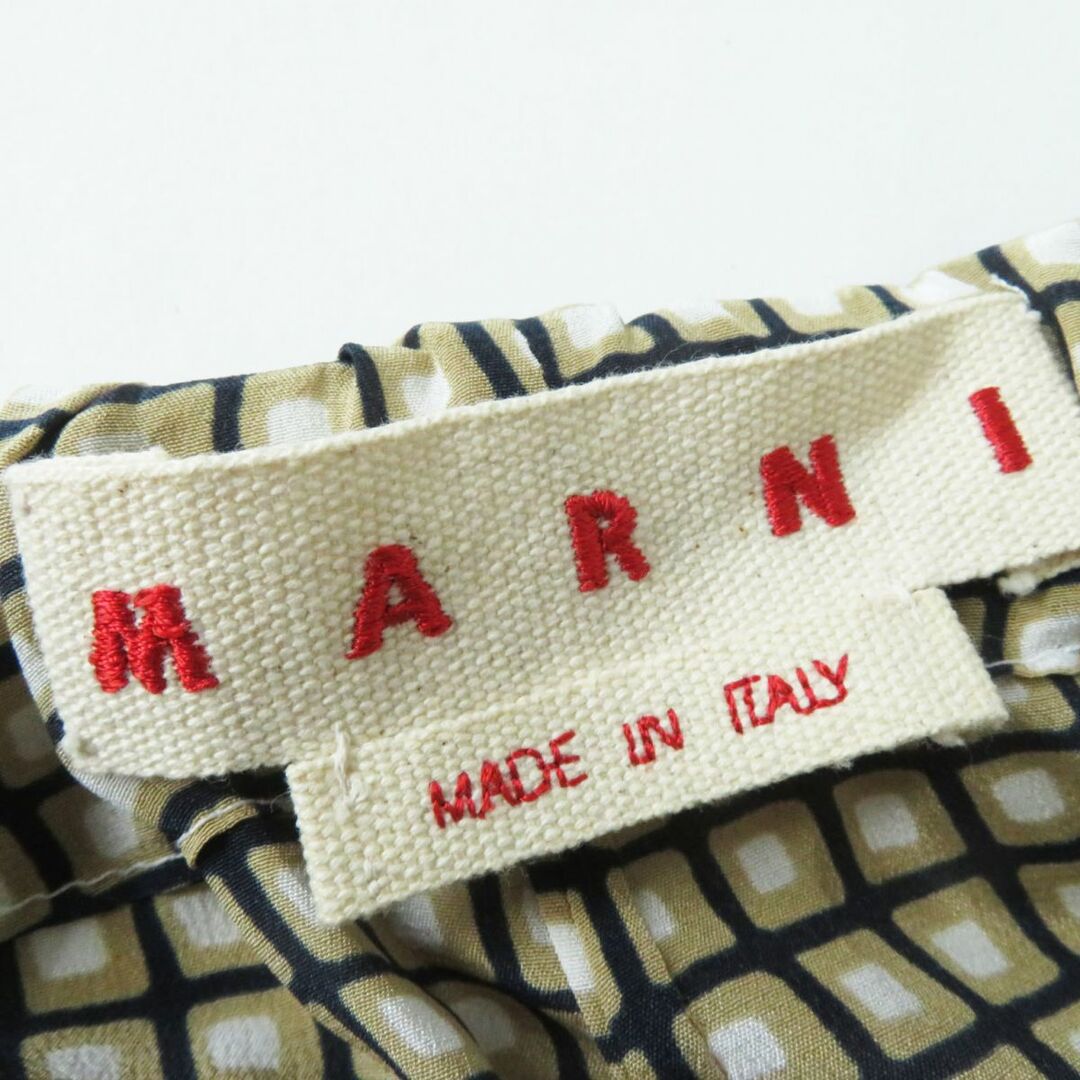 Marni(マルニ)の極美品◎正規品 20年 MARNI マル二 PAMAO14A02 レディース シルク100％ イージーパンツ ベージュ×ブラック×ホワイト 総柄 36 イタリア製 レディースのパンツ(その他)の商品写真