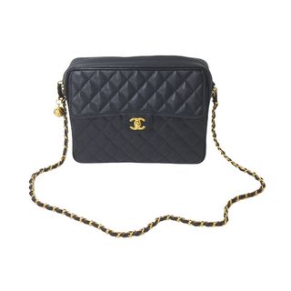 シャネル(CHANEL)のCHANEL シャネル ビジューチェーンショルダーバッグ マトラッセ 玉付きキャビアスキン 2番台 1992年 ブラック 美品 中古 50603(ハンドバッグ)