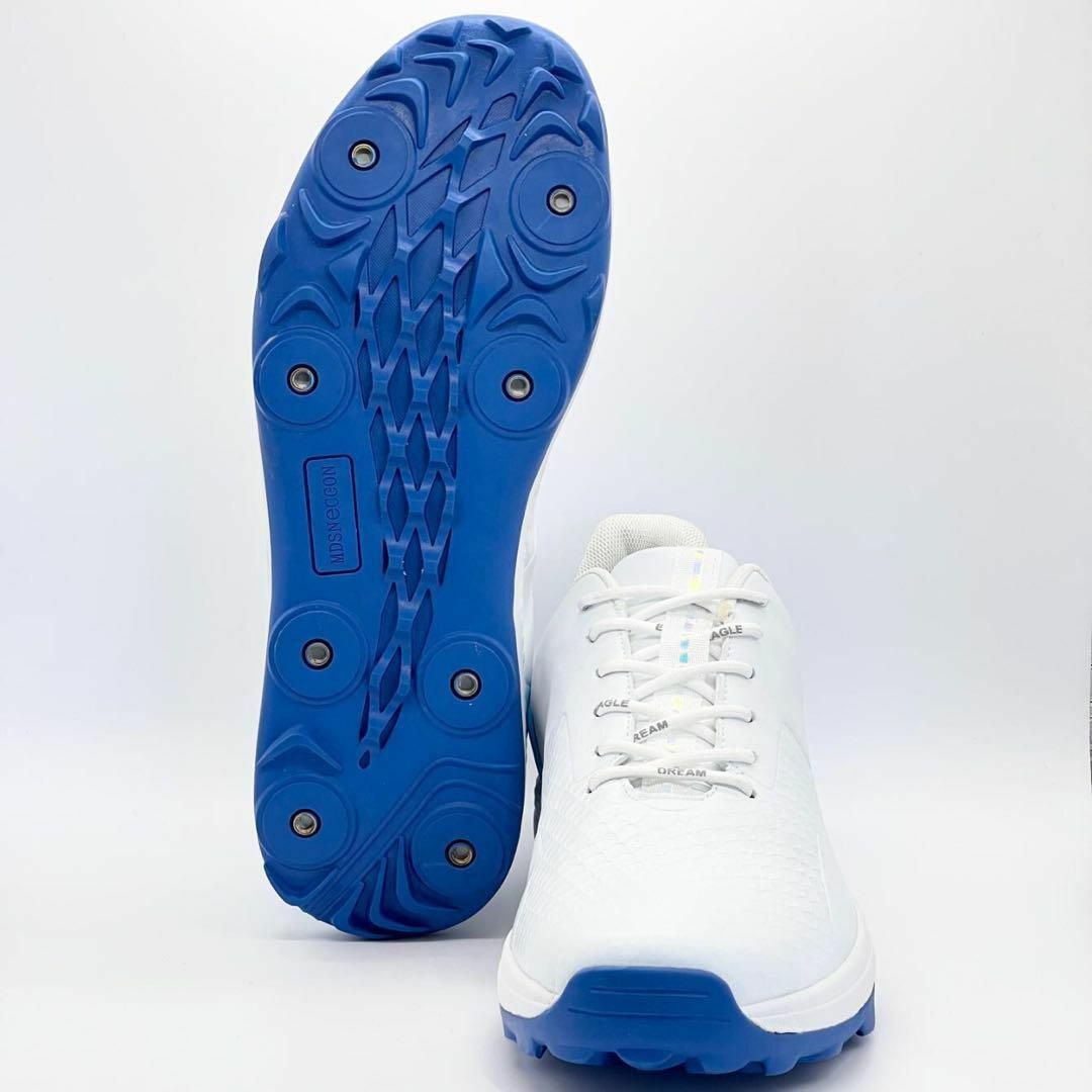 メンズ ゴルフシューズ 防水レザー クッション スパイク 青 26.5cm メンズの靴/シューズ(スニーカー)の商品写真