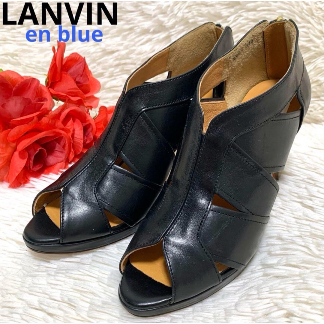 LANVIN en Bleu(ランバンオンブルー)の【極美品】LANVIN en blue 本革 オープントゥ レザーブーツ レディースの靴/シューズ(ブーツ)の商品写真