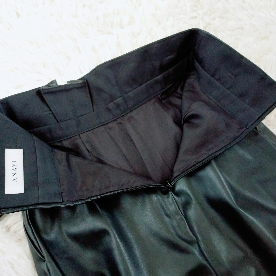 ANAYI(アナイ)のアナイ エコレザー Aライン スカート ベルト アイロン可能 レディースのスカート(ロングスカート)の商品写真