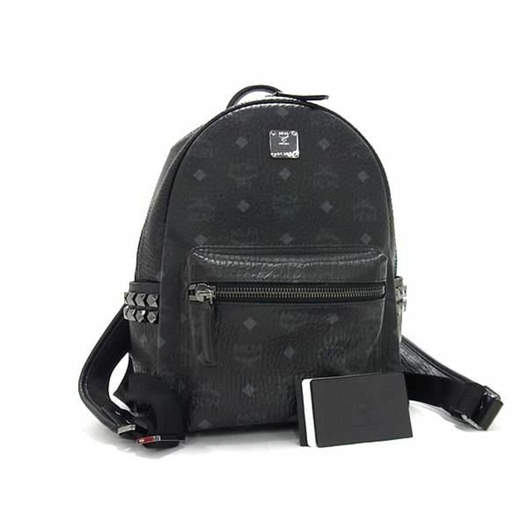 MCM - ■極美品■ MCM エムシーエム モノグラム ヴィセトス柄 レザー スタッズ リュックサック バックパック ブラック系 AX3419