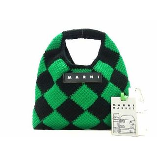 マルニ(Marni)の■新品■未使用■ MARNI マルニ マーケット アクリル100％ ダイヤモンド ワンハンドル ハンドバッグ グリーン系×ブラック系 AV6277(その他)