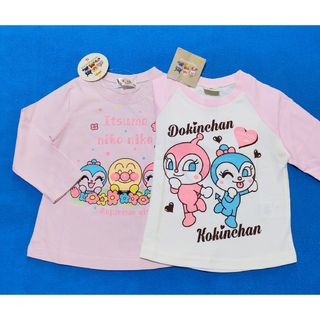 アンパンマン(アンパンマン)の新品　95cm　アンパンマン　長袖Ｔシャツ2枚セット　お花×ラグラン(Tシャツ/カットソー)