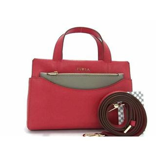 フルラ(Furla)の■極美品■ FURLA フルラ レザー ポーチ付き 2WAY ハンドバッグ ショルダーバッグ レディース レッド系 FA0376(ハンドバッグ)