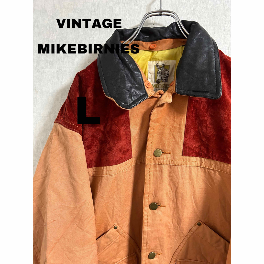 VINTAGE(ヴィンテージ)の古着 MIKEBIRNIES 切替ハンティングジャケット L ブラウン アメカジ メンズのジャケット/アウター(ブルゾン)の商品写真