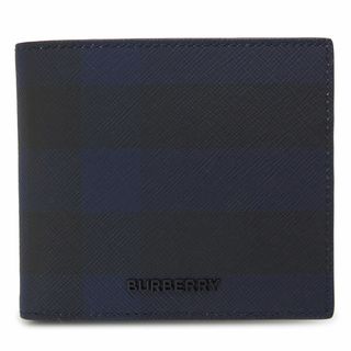 BURBERRY - バーバリー 折財布 メンズ 8073284 二つ折り財布 チェック バイフォールド コインウォレット ネイビー BURBERRY 80732841