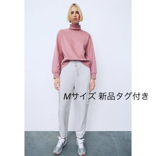 ザラ(ZARA)のZARA ハイネックスウェットシャツ ピンクM 新品タグ付き 最終値下げ(トレーナー/スウェット)