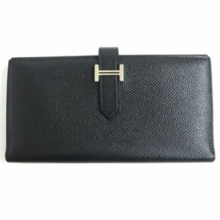 エルメス(Hermes)の良品▼HERMES エルメス ベアンスフレ シルバー金具 ヴォーエプソン レザーウォレット/2つ折り長財布 黒 ブラック 仏製 メンズ Y刻印 箱付き(折り財布)