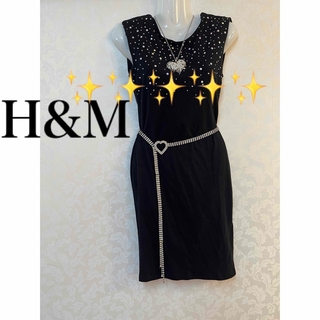 エイチアンドエム(H&M)のH&M  キラキラ✨ビジュー　ドレス　ワンピース(ミニワンピース)