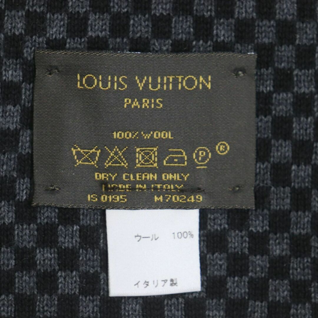 LOUIS VUITTON(ルイヴィトン)の美品▼LOUIS VUITTON ルイヴィトン M70249 エシャルプLVダミエ ルージュ ウール100% マフラー 青×赤×黒 メンズ 伊製 正規品 箱付き メンズのファッション小物(マフラー)の商品写真