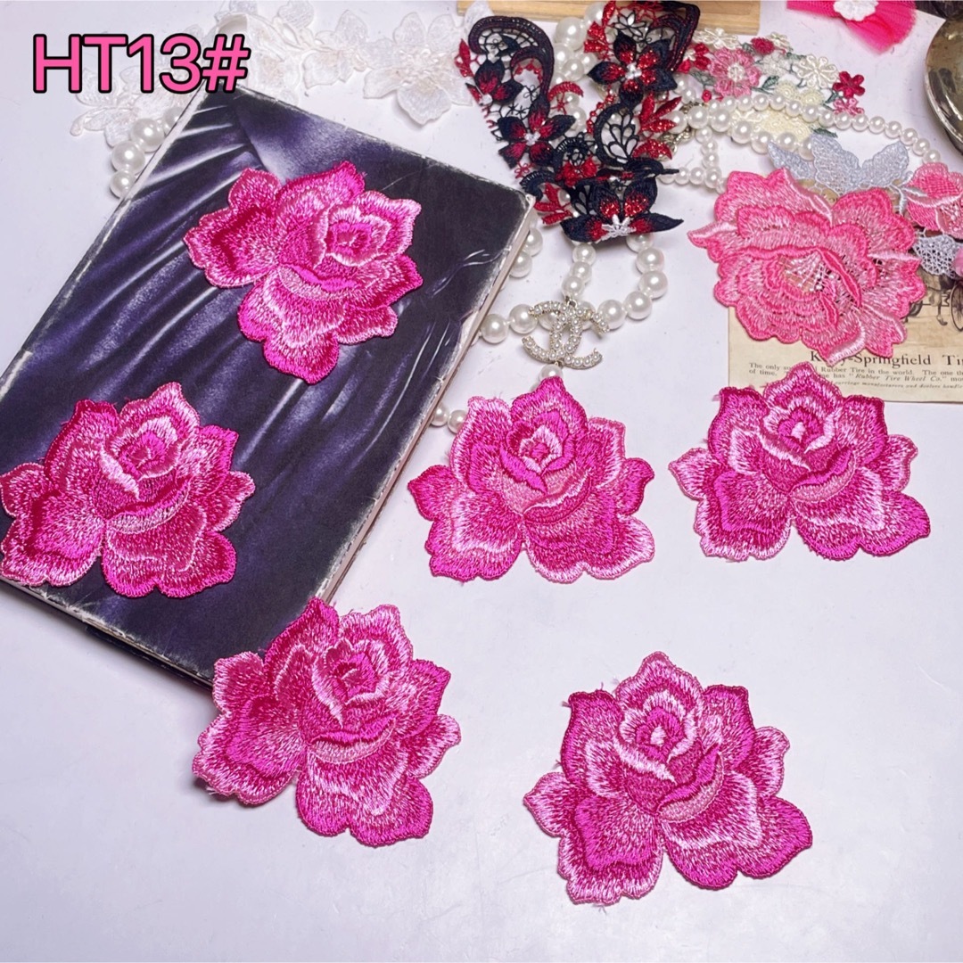 ★新品★HT13# グラテーション　薔薇　刺繍　モチーフ　ワッペン　ハンドメイド ハンドメイドの素材/材料(各種パーツ)の商品写真