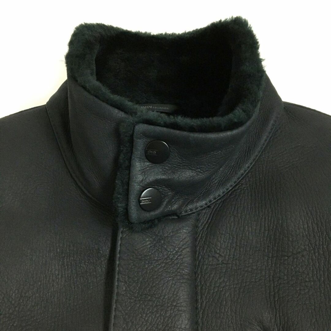 ARMANI COLLEZIONI(アルマーニ コレツィオーニ)の良品▼ARMANI COLLEZIONI アルマーニコレッツォーニ WZIP ムートンコート ブラック EU48/USA38 メンズ 正規品 メンズのジャケット/アウター(その他)の商品写真