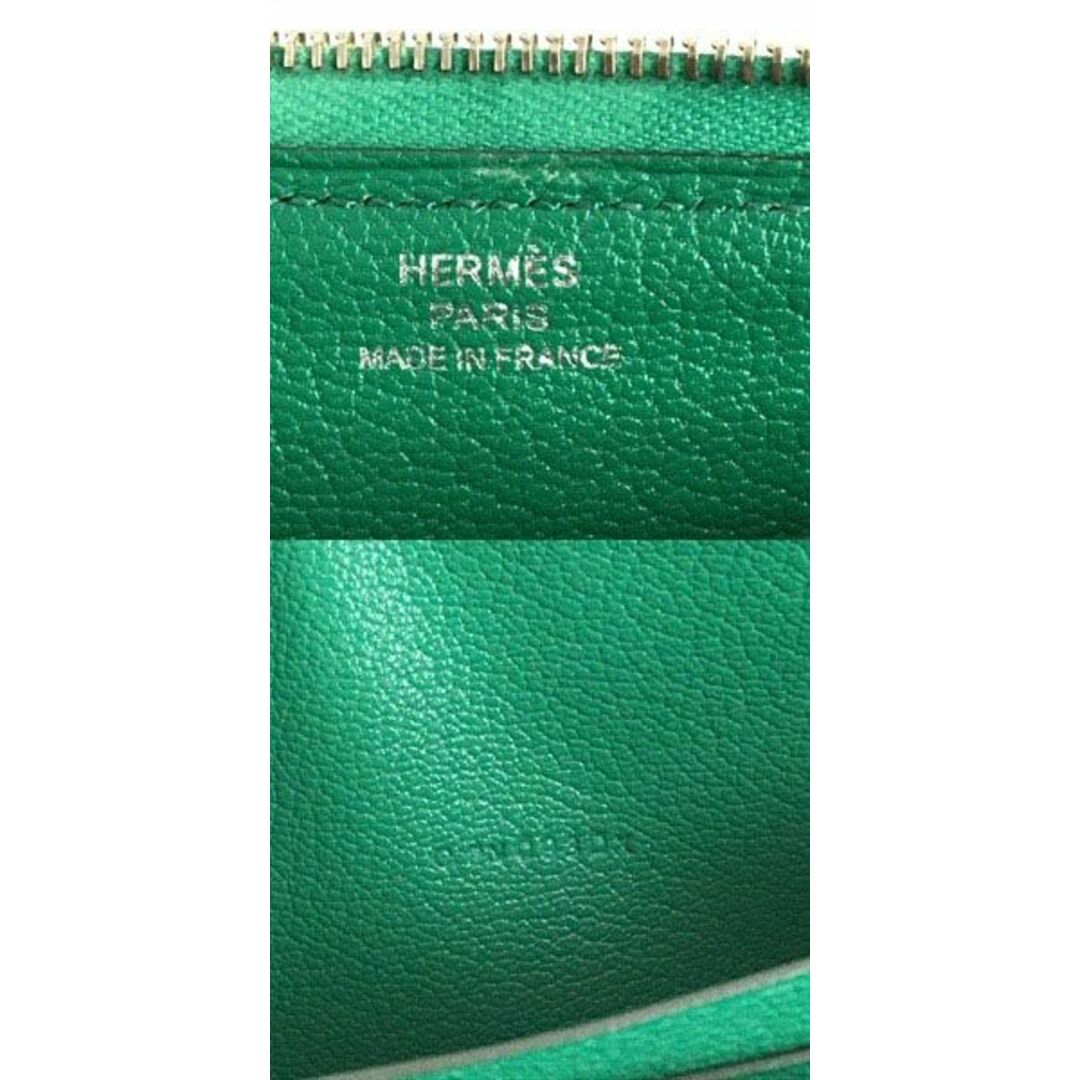 Hermes(エルメス)の良品▼エルメス アザップロング クラシック オーストリッチ ラウンドファスナー レザーウォレット/長財布 緑 シルバー金具 仏製 C刻印 メンズのファッション小物(長財布)の商品写真