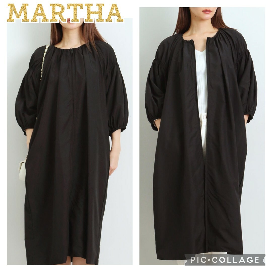 MARTHA(マーサ)の■新品●2WAY【MARTHA】バルーンスリーブコートワンピ ース、黒、Lサイズ レディースのワンピース(ひざ丈ワンピース)の商品写真