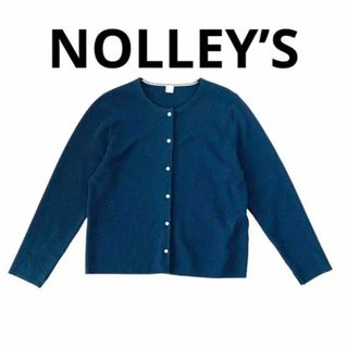 ノーリーズ(NOLLEY'S)の＊ノーリーズ　カーディガン　ウール　黒　パール　クルーネック　長袖　パールボタン(カーディガン)