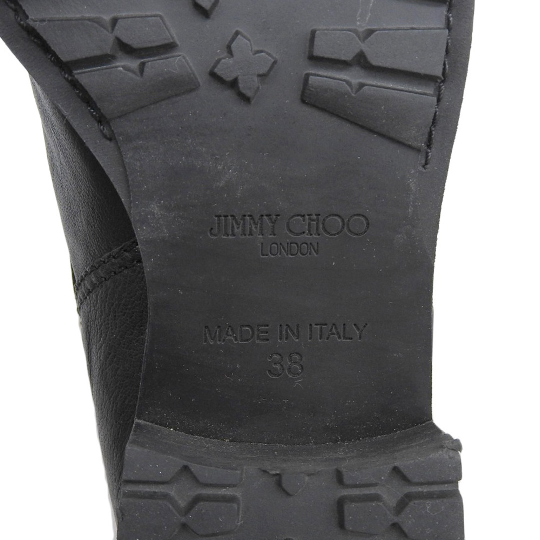 JIMMY CHOO(ジミーチュウ)のジミーチュウ 新品同様 JIMMY CHOO ジミーチュウ 24.YOUTH レザー スタッズ エンジニアブーツ レディース ブラック 38 38 レディースの靴/シューズ(その他)の商品写真