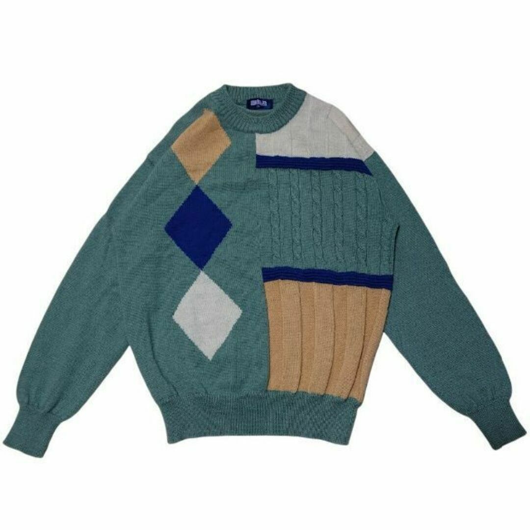 クレイジーパターン ニットセーター 古着 ケーブルニット 小杉産業 メンズのトップス(ニット/セーター)の商品写真