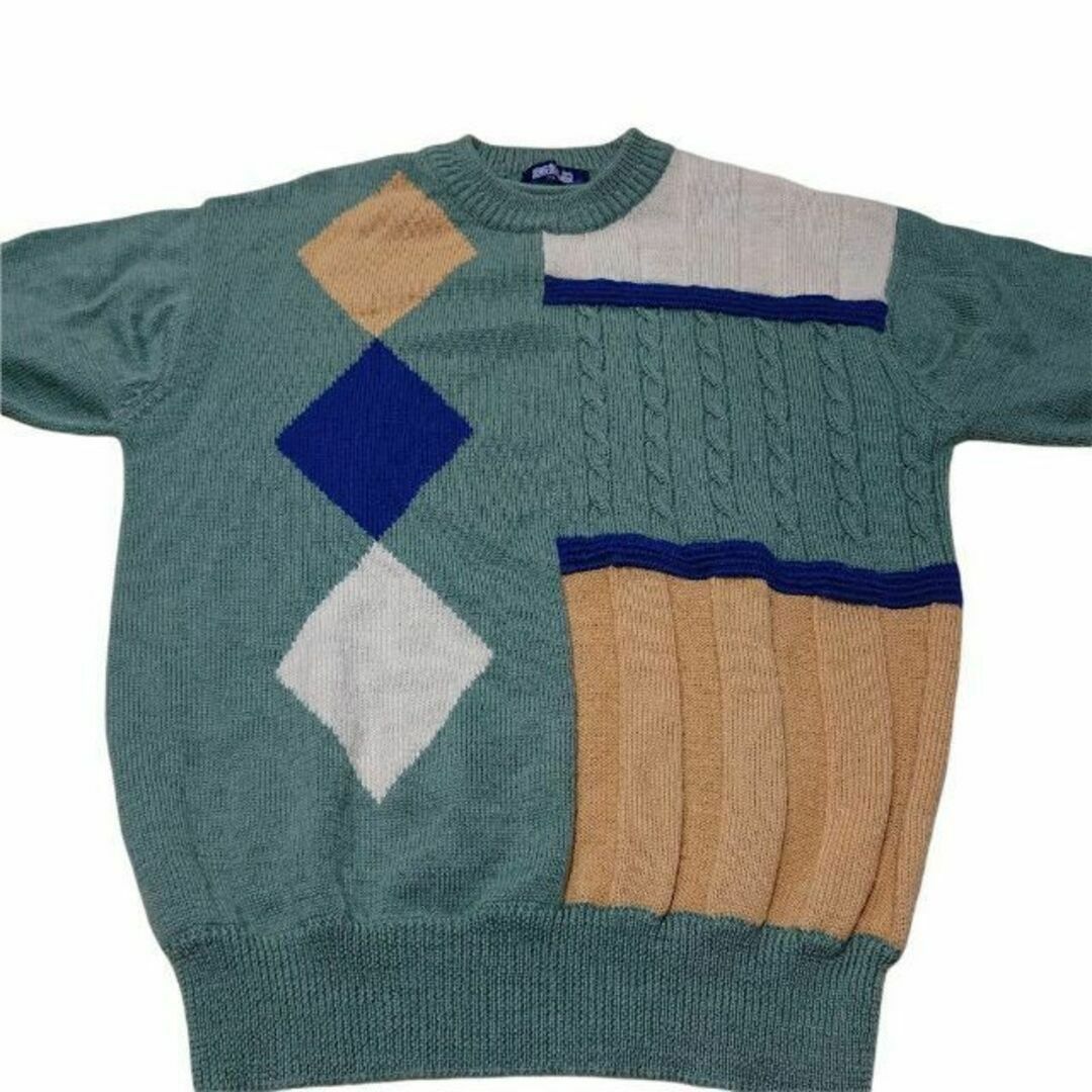 クレイジーパターン ニットセーター 古着 ケーブルニット 小杉産業 メンズのトップス(ニット/セーター)の商品写真