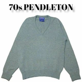 ペンドルトン(PENDLETON)の70s PENDLETONVネックニットセーター古着ペンドルトンMヴィンテージ(ニット/セーター)