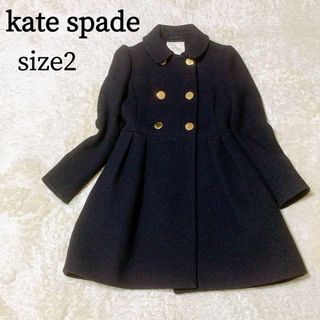 kate spade new york - ケイトスペード バックリボンコート サイズ2 金ボタン Aライン ブラック