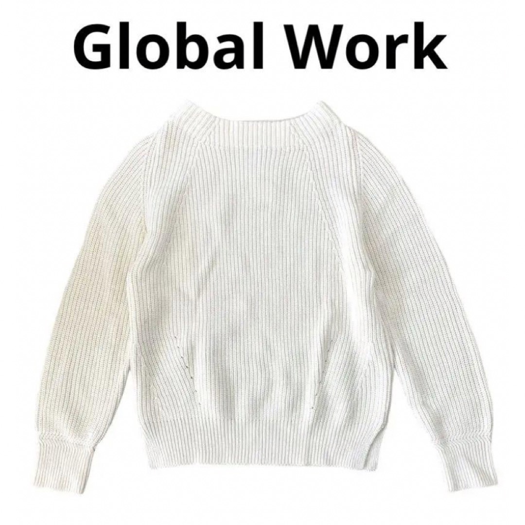 GLOBAL WORK(グローバルワーク)の＊【新品未使用】グローバルワーク　ニット　白　Lサイズ　長袖　レディース レディースのトップス(ニット/セーター)の商品写真