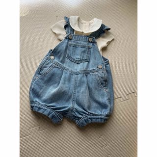 ベビーギャップ(babyGAP)のbabyGAP デニムサロペット & 襟付きボディスーツ 3-6months(カバーオール)