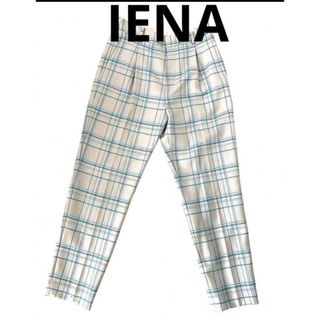 イエナ(IENA)の【美品】イエナ　パンツ　チェック　M ウール　カジュアルパンツ　チェック柄　ゴム(カジュアルパンツ)