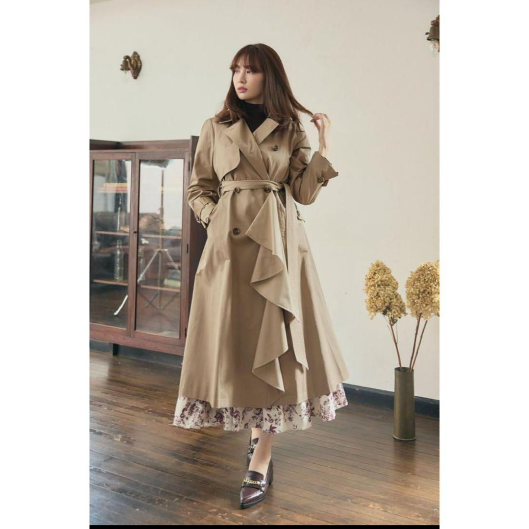 Her lip to(ハーリップトゥ)のherlipto Gaba Ruffled Cotton Trench Coat レディースのジャケット/アウター(トレンチコート)の商品写真