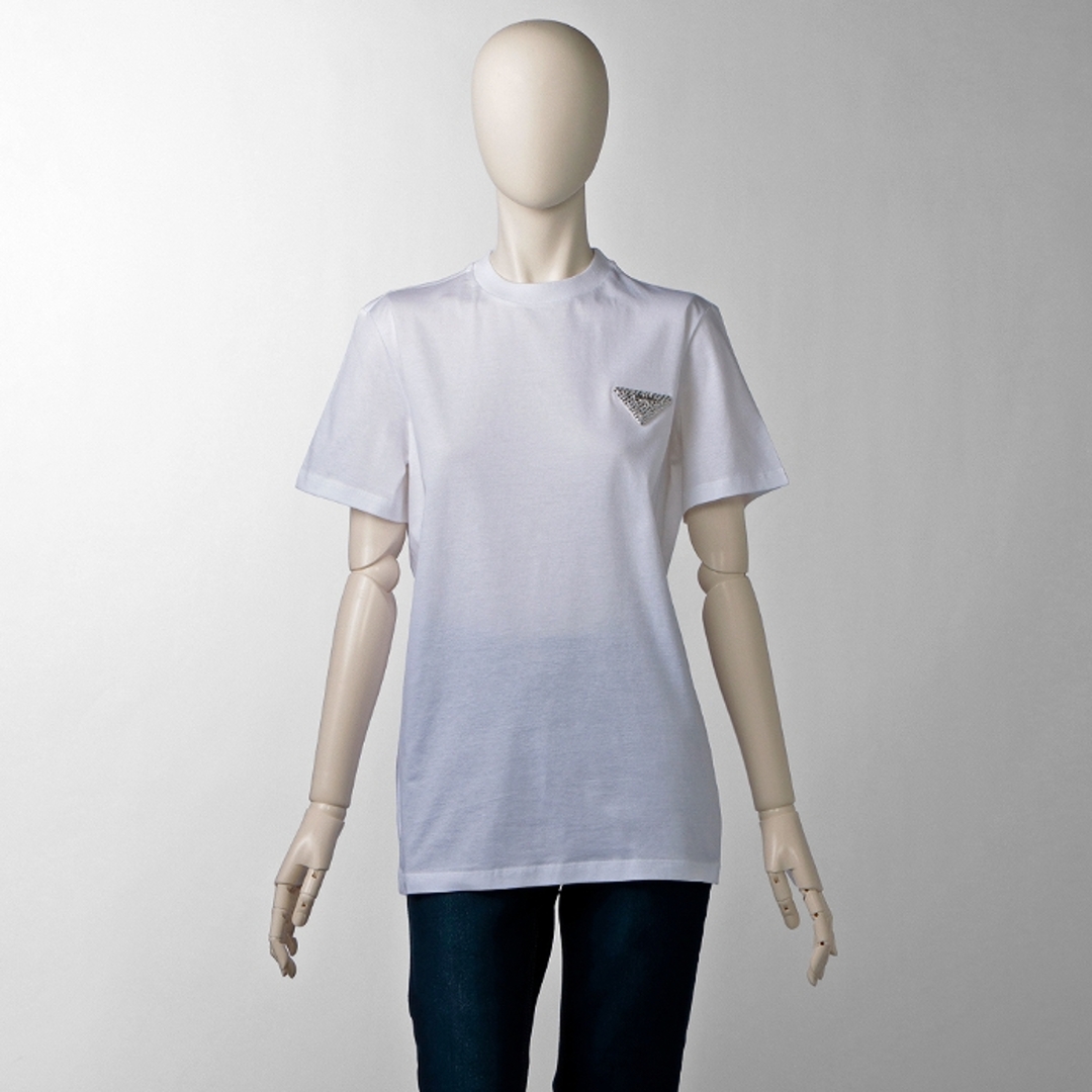 PRADA - プラダ PRADA Tシャツ ラインストーン 三角ロゴ PRADA - プラダ PRADA Tシャツ ラインストーン 三角ロゴ