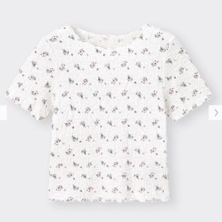 ジーユー(GU)のフラワープリント コンパクトTシャツ(Tシャツ(半袖/袖なし))