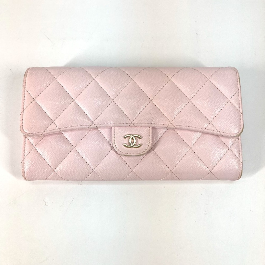 CHANEL(シャネル)のシャネル CHANEL マトラッセ A80758 CC ココマーク ロングウォレット 2つ折り 長財布 キャビアスキン ピンク レディースのファッション小物(財布)の商品写真