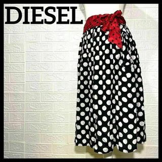 ディーゼル(DIESEL)の新品　定価３万　ディーゼル　ひざ丈　スカート　ミニー　ハート　水玉　ディズニー(ひざ丈スカート)