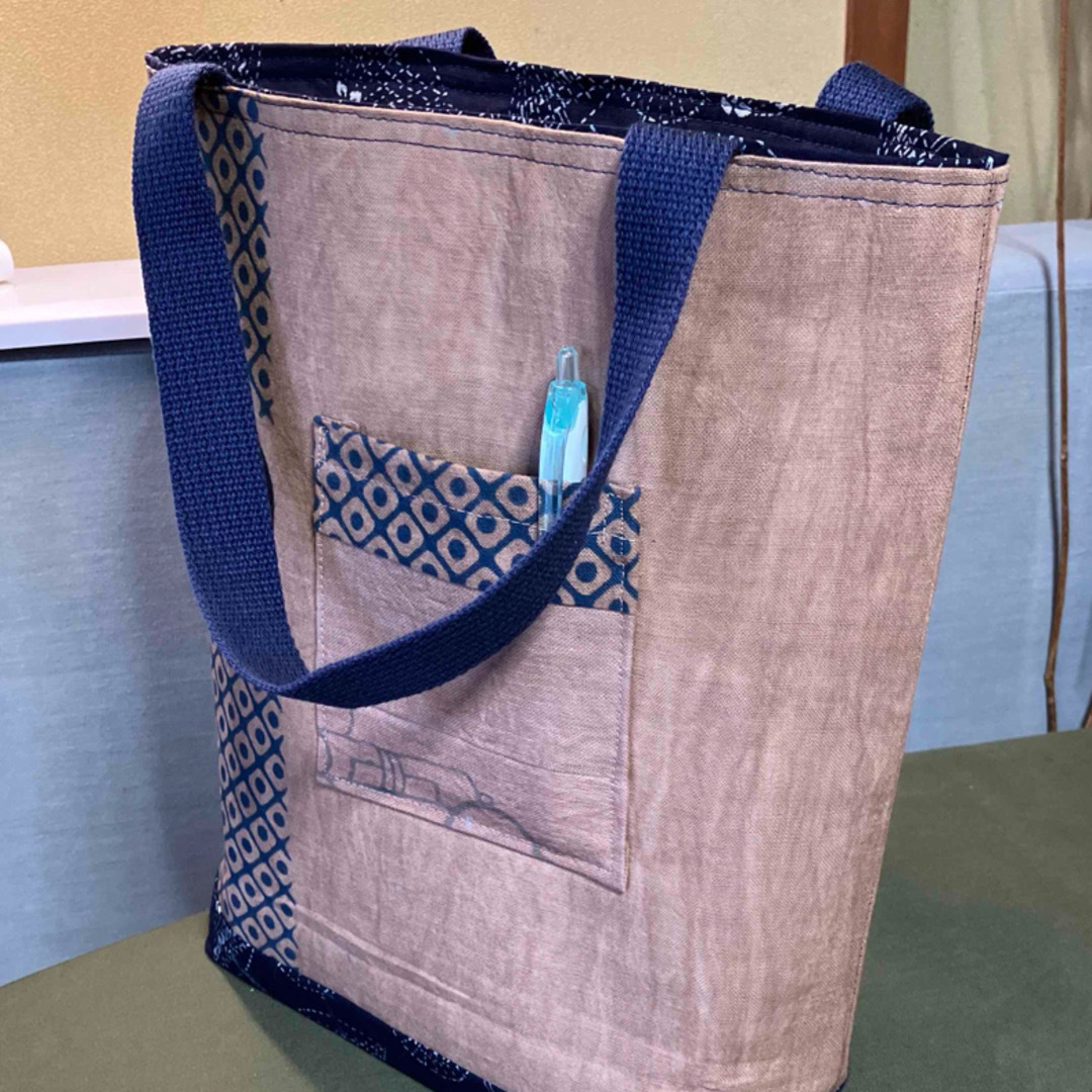 柿渋染トートバッグ　買い物バッグ　 ハンドメイドのファッション小物(バッグ)の商品写真
