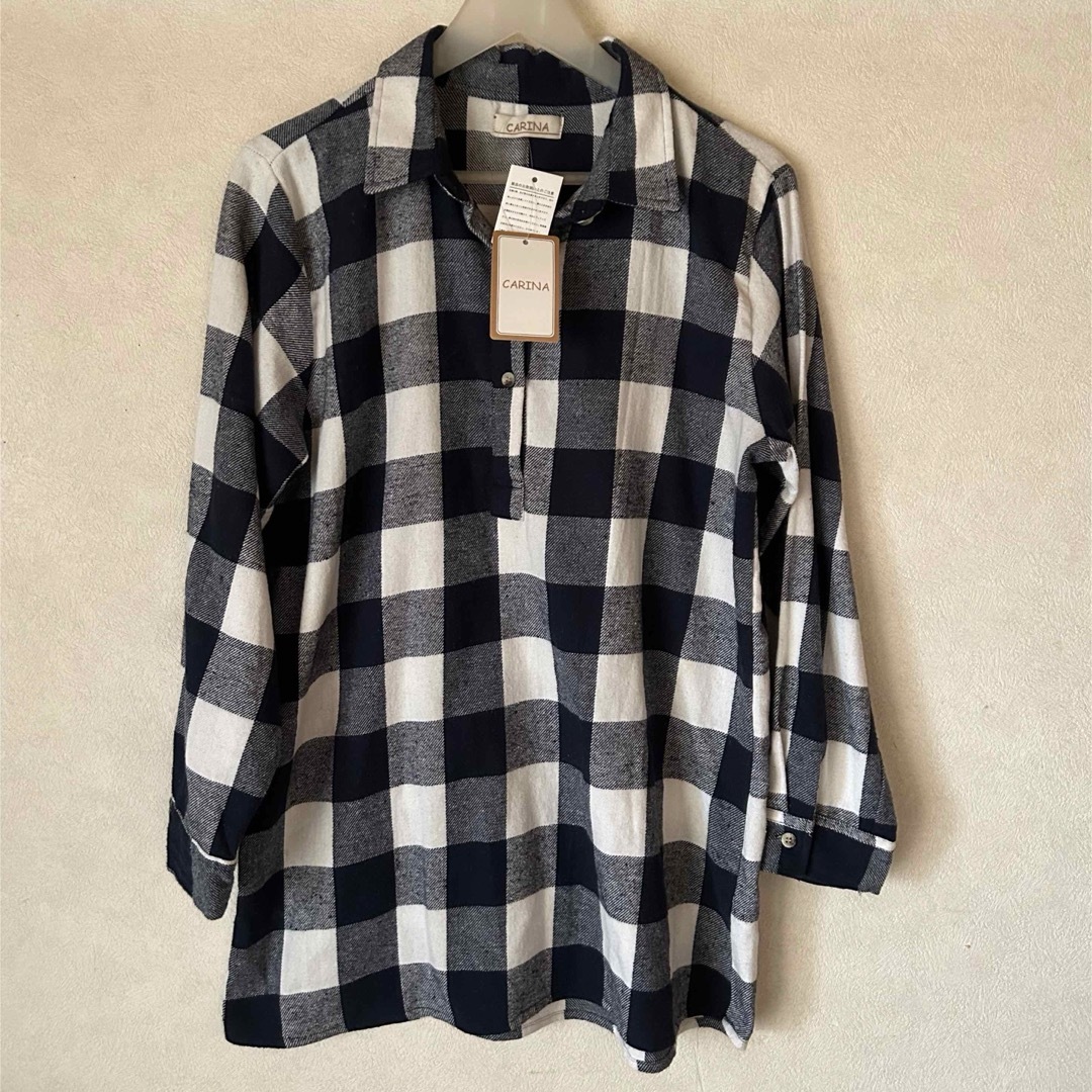 チェックシャツ M～Lサイズ レディースのトップス(シャツ/ブラウス(長袖/七分))の商品写真
