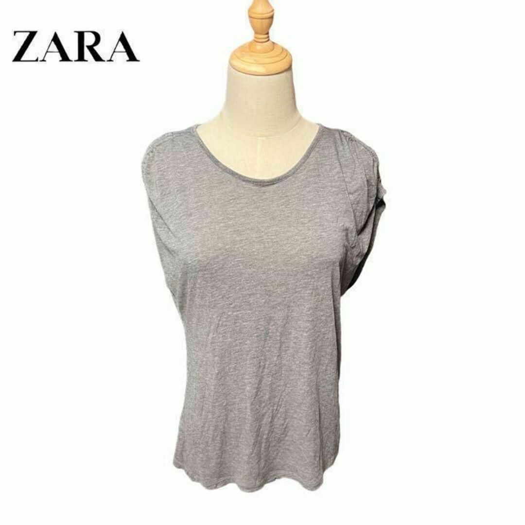 ZARA(ザラ)の【良品　送料無料】ザラ　ノースリーブシャツ　グレー レディースのトップス(Tシャツ(半袖/袖なし))の商品写真