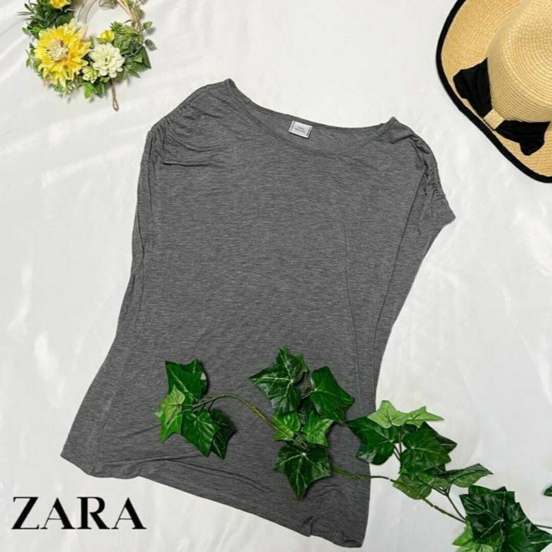 ZARA(ザラ)の【良品　送料無料】ザラ　ノースリーブシャツ　グレー レディースのトップス(Tシャツ(半袖/袖なし))の商品写真