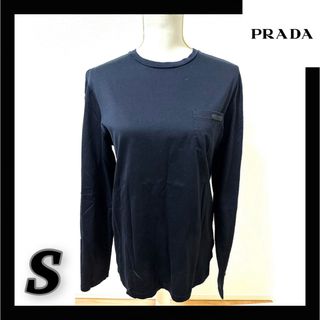 プラダ(PRADA)のプラダ 長袖シャツ ロンT 胸ポケット付き ブラック Sサイズ 古着 PRADA(Tシャツ/カットソー(七分/長袖))