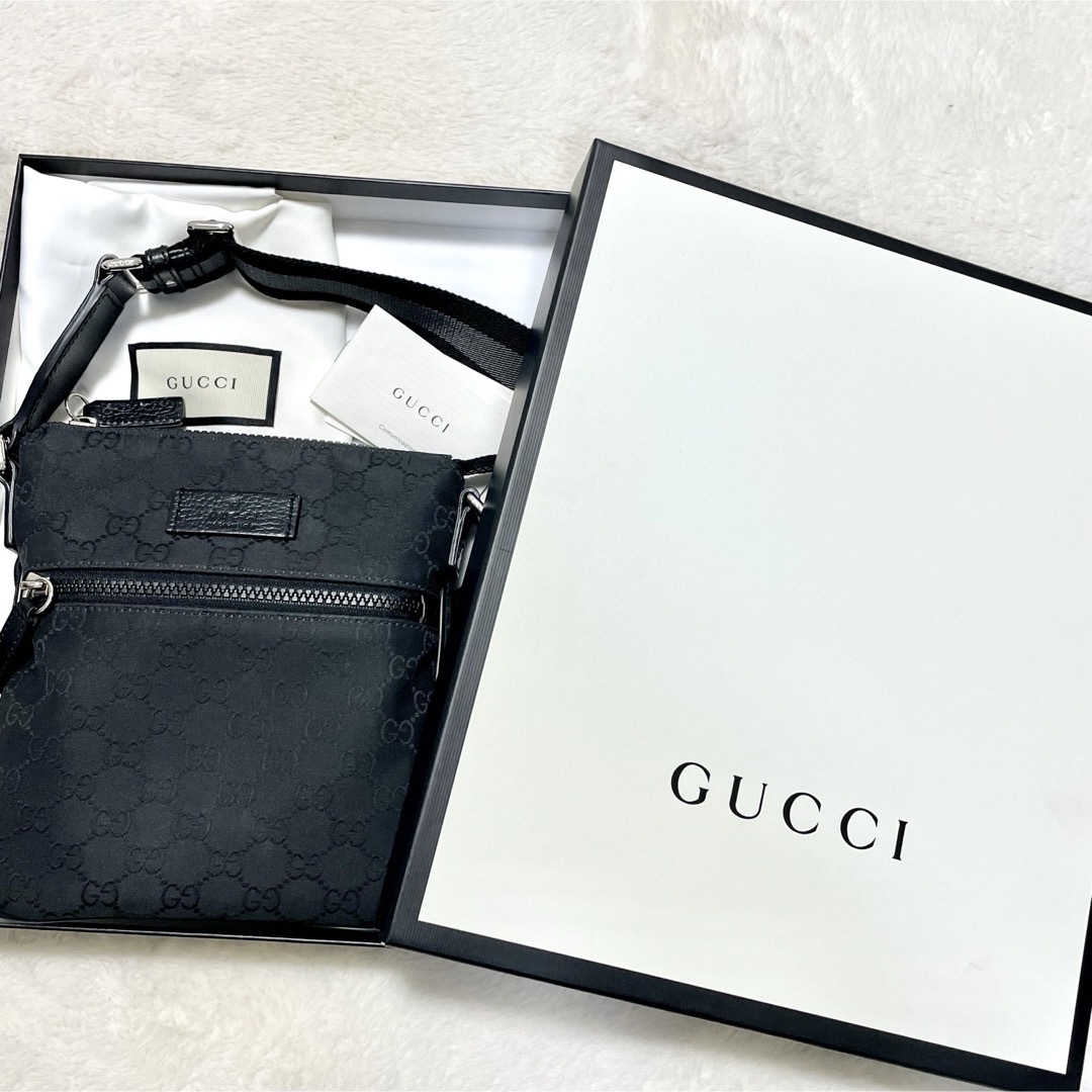 Gucci(グッチ)の箱付き美品 GUCCI グッチ GG ナイロン レザー ショルダーバッグ メンズのバッグ(ショルダーバッグ)の商品写真