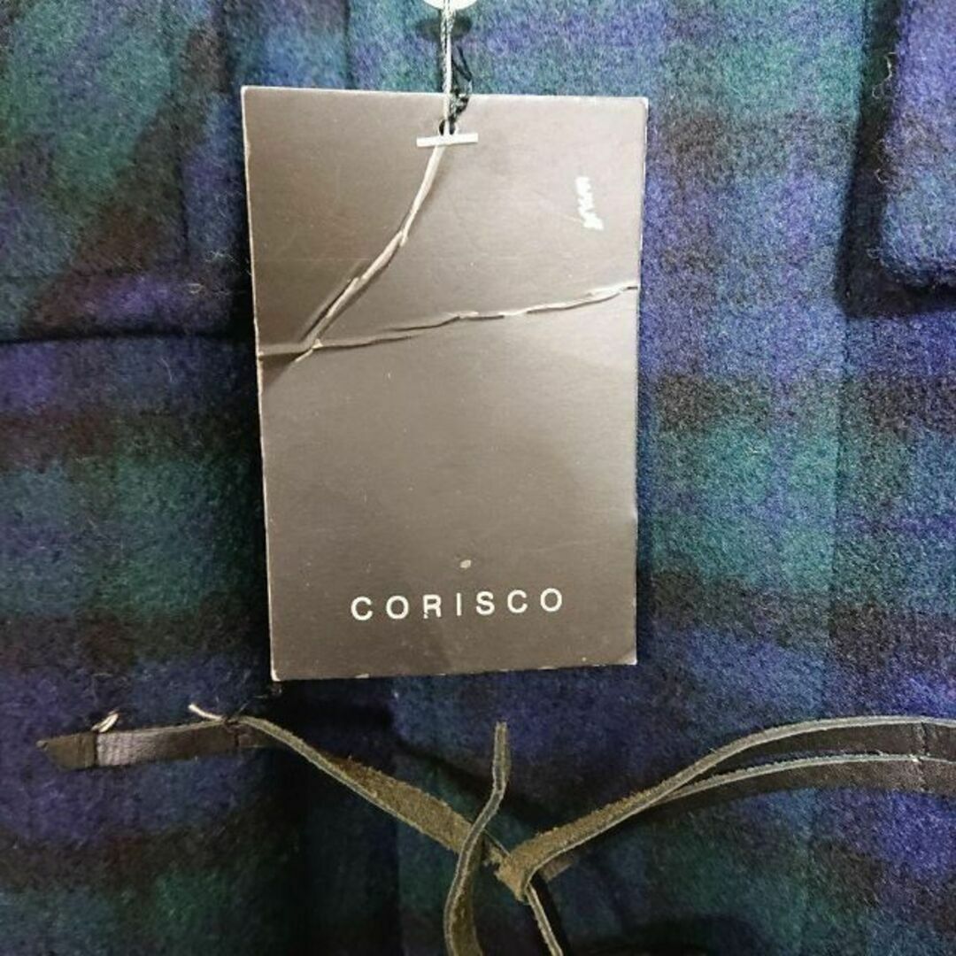 タグ付き CORISCO グリーンチェック ダッフルコート 美品 メンズのジャケット/アウター(ダッフルコート)の商品写真