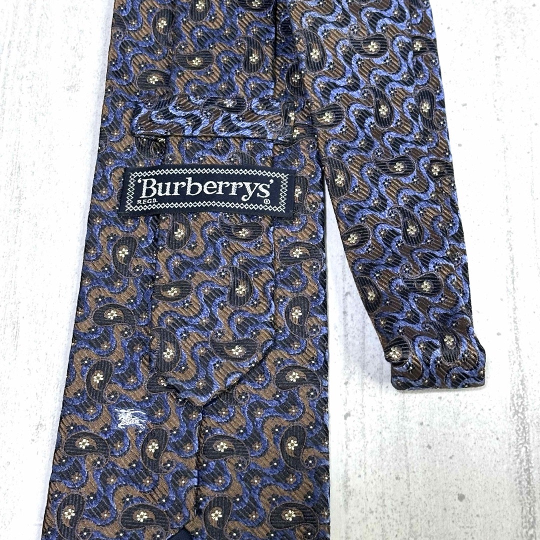 BURBERRY(バーバリー)の【極美品✨】BURBERRY 高級 ネクタイ メンズ ペイズリー柄 光沢 ブルー メンズのファッション小物(ネクタイ)の商品写真